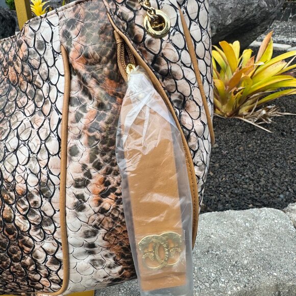 Sharif 1827 Snakeskin Print Shoulder Bag Embossed Vegan Leather NWT with Flaws - Picture 5 of 15